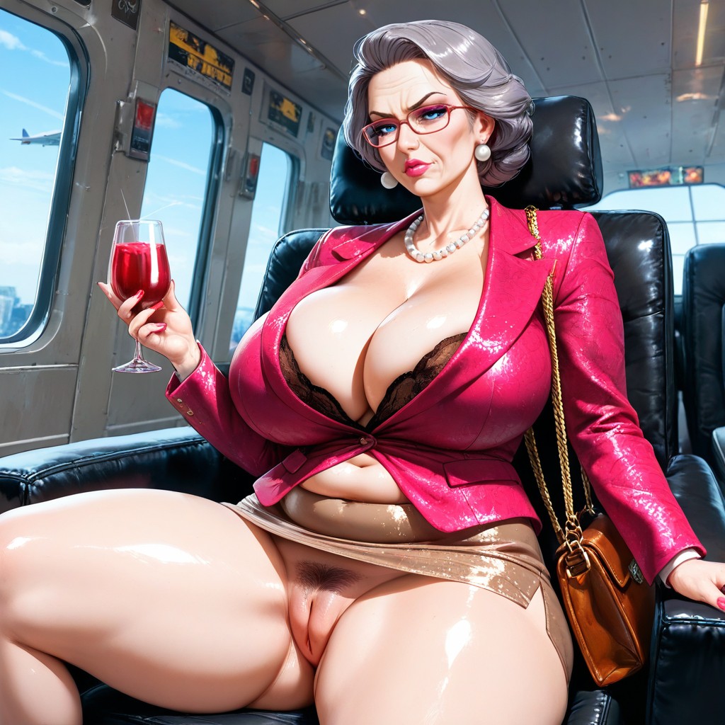 Serious Demeanor, Sexy Grandma, Blue Eyes Hentai AI Porn