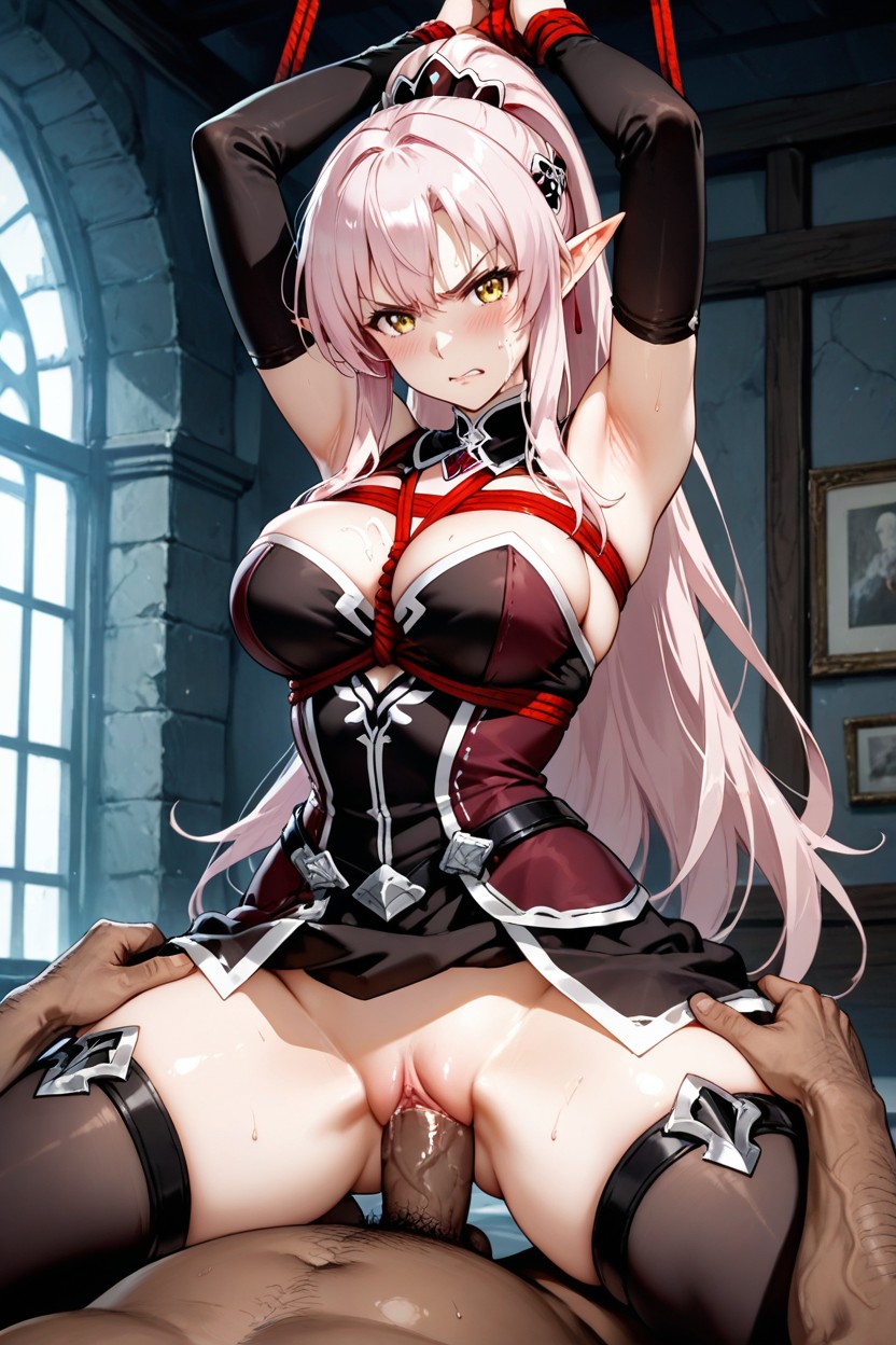 Ropes Harness, Vaginal Penetration, Dark Burgundy Dress Hentai IA