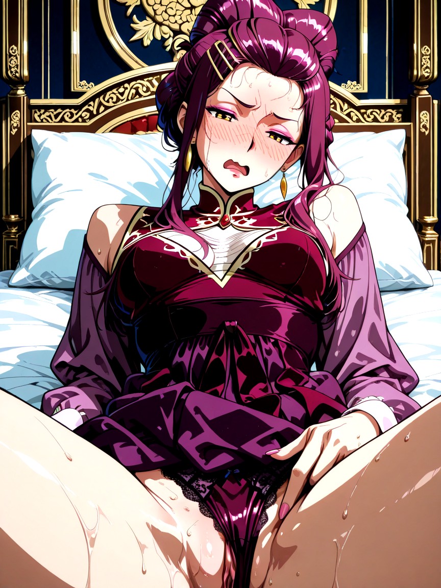 Very Large Oval Eyes, Long Gold Earrings, Low Angle Hentai AI Porn