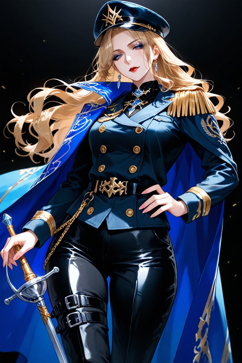 Leather Thigh Straps, Fit, Pure Black Background Hentai AI Porn