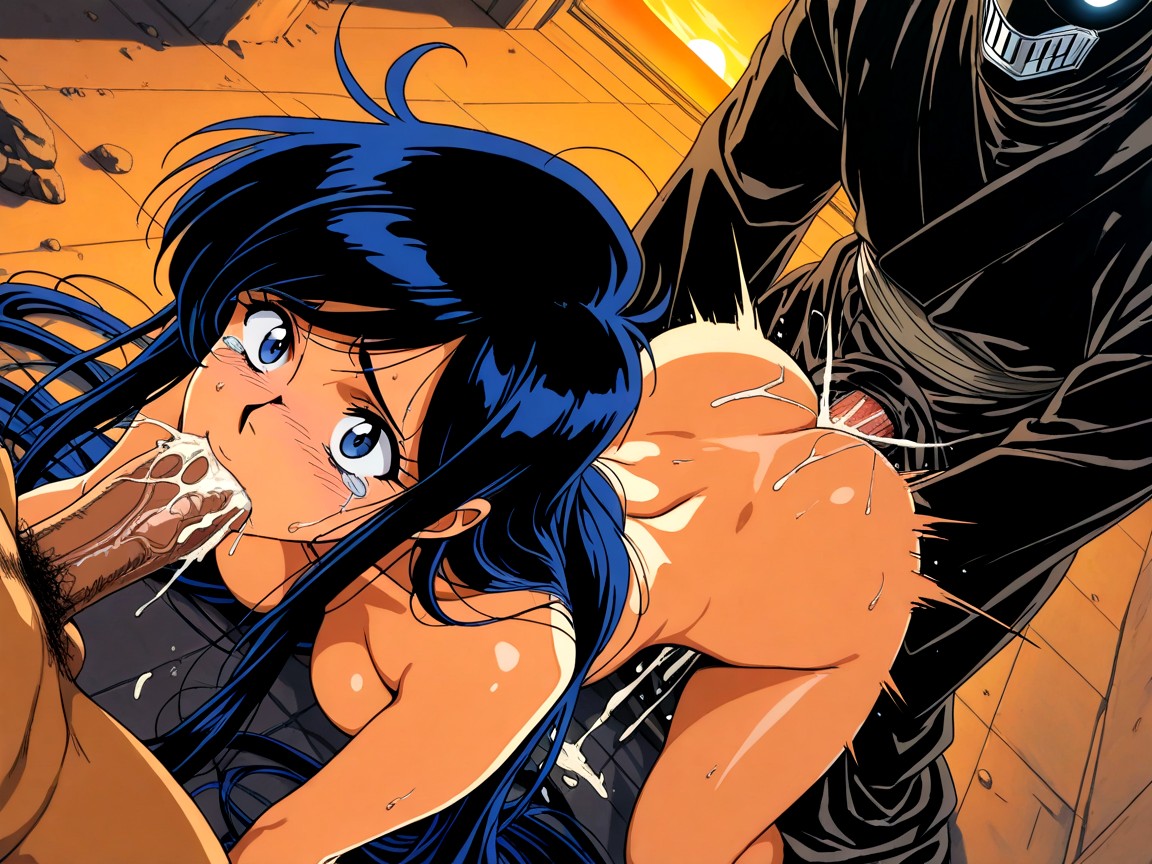 Retro Anime Art Style, Man Cultist In Black Robe, Gigantesque Porno IA Hentai