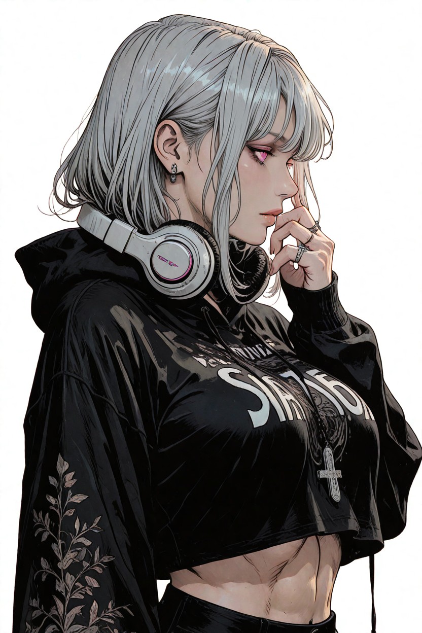 Abs, Solid-colored Hoodie, Intricate Clothing Folds Hentai IA