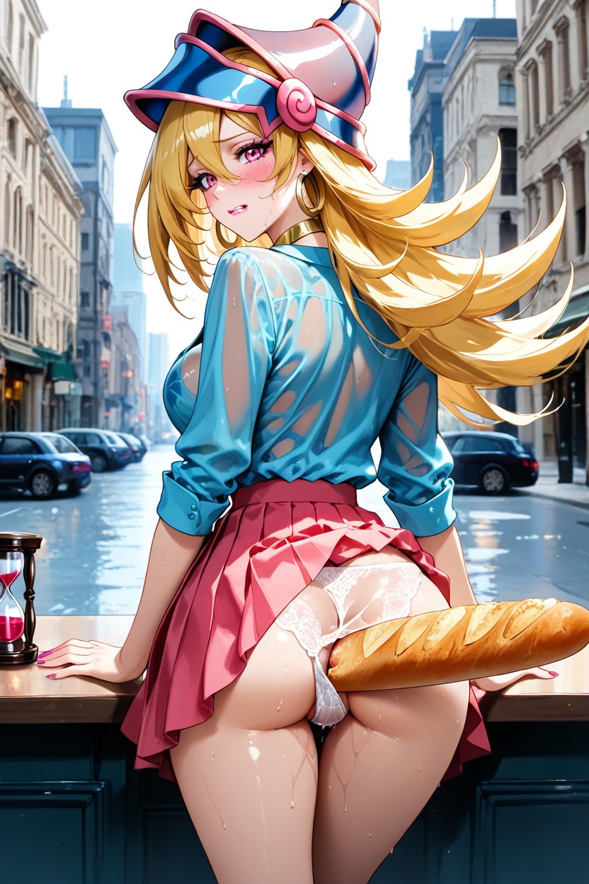 No Bra, Light Blue Top, Panties Moved Aside Hentai AI Porn
