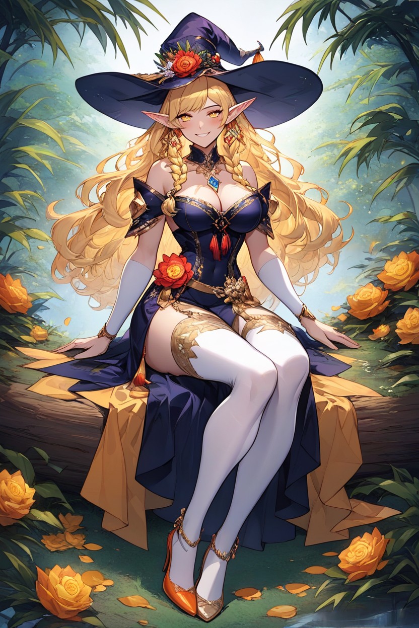 Gold, Egg-like Baubles Woven Into The Strands Hat She Wears A Large, Ribbons Hentai IA