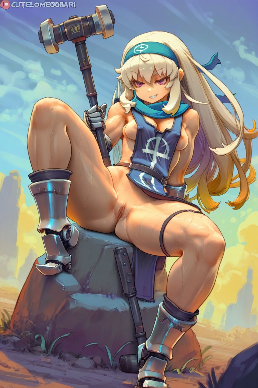 Nipple Exposed, Spread Legs, Two Robot Lens Eyes Hentai IA