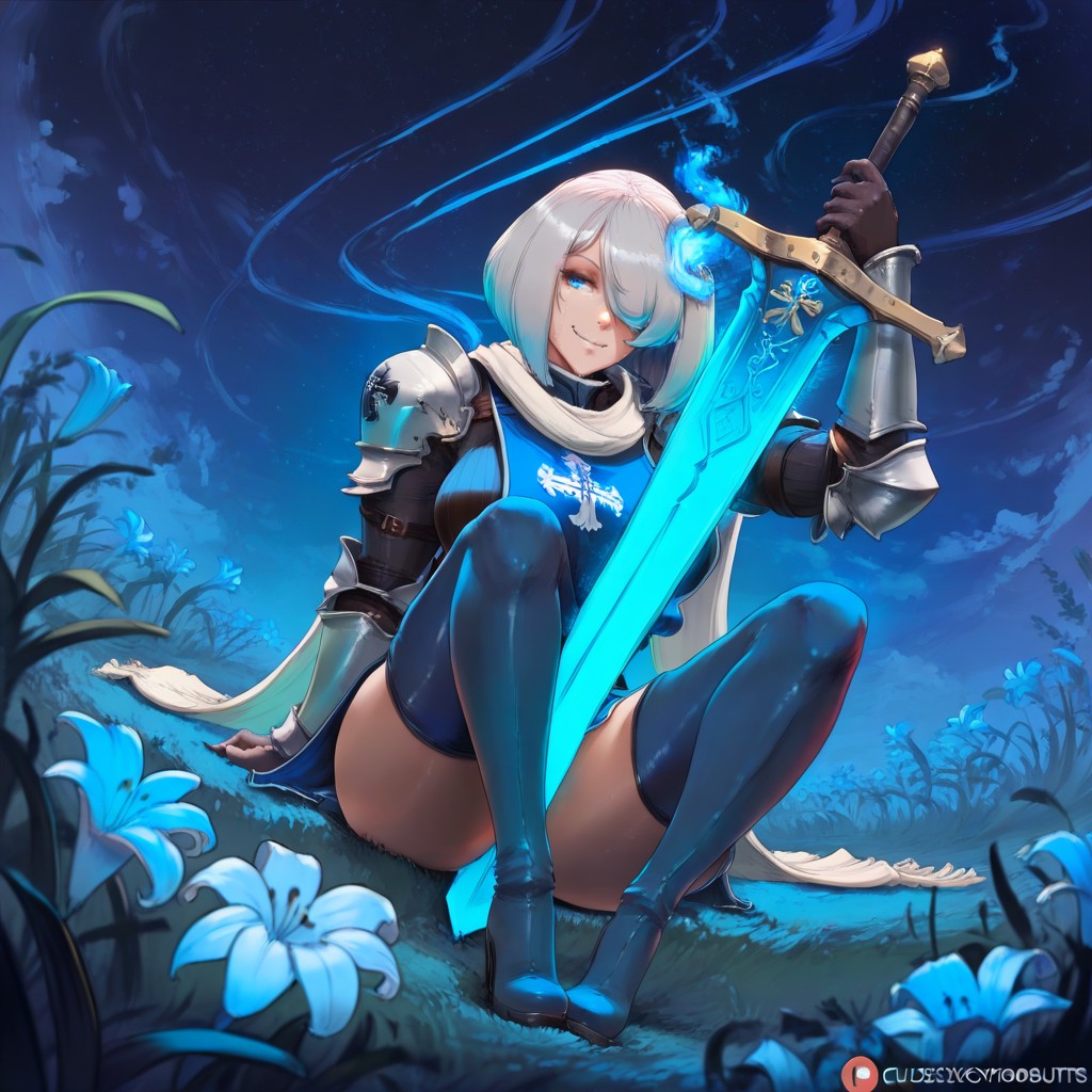 French Bob, Hugging Her Sword To Her Side, Smirk Porno IA Hentai