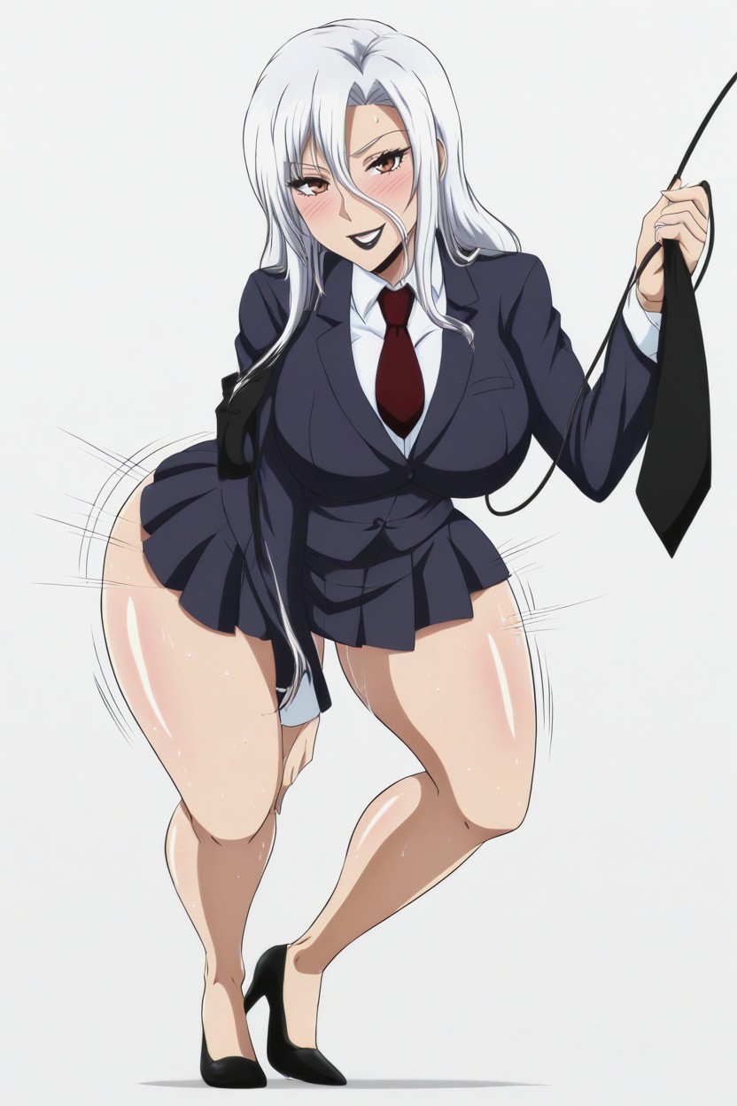 Full Body, Black Hair With White Highlights, Foot Tall Hentai AI Porn