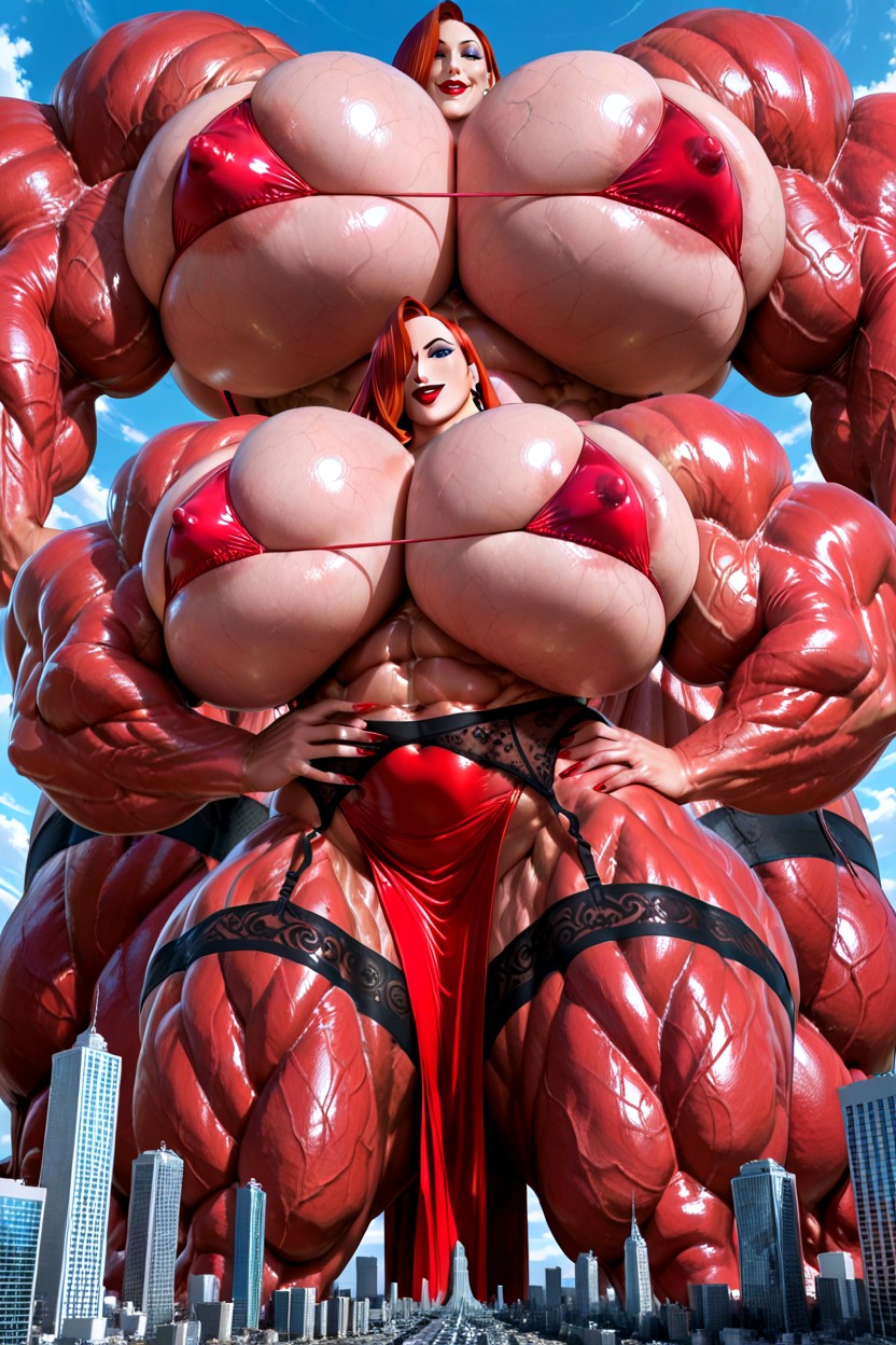 Hyper Colossal Thighs, Hyper Colossal Abs, Hyper Erect Nipples Hentai AI Porn
