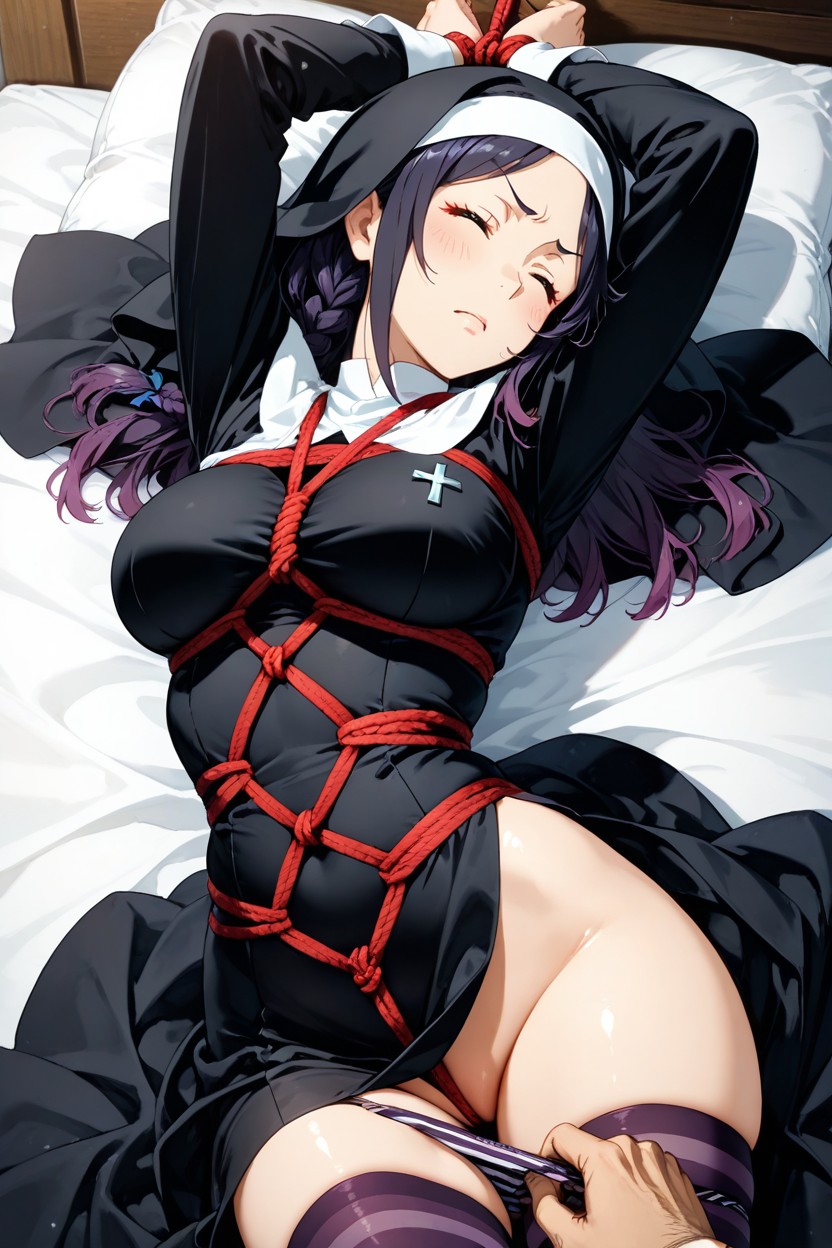 Shibari, Arched Eyebrows, Black Dress Hentai AI Porn