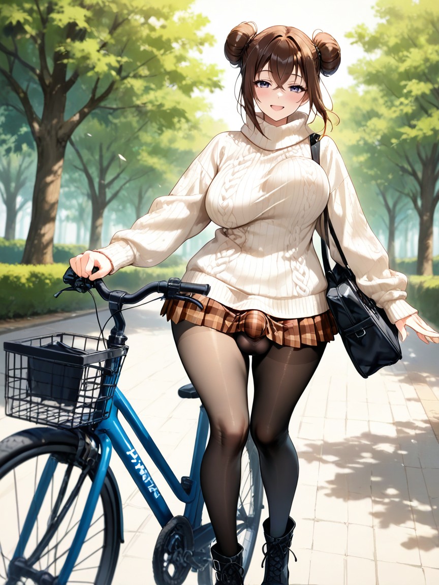 Penis Hidden From Sight, Dark Brown, Middle Hair Hentai AI Porn