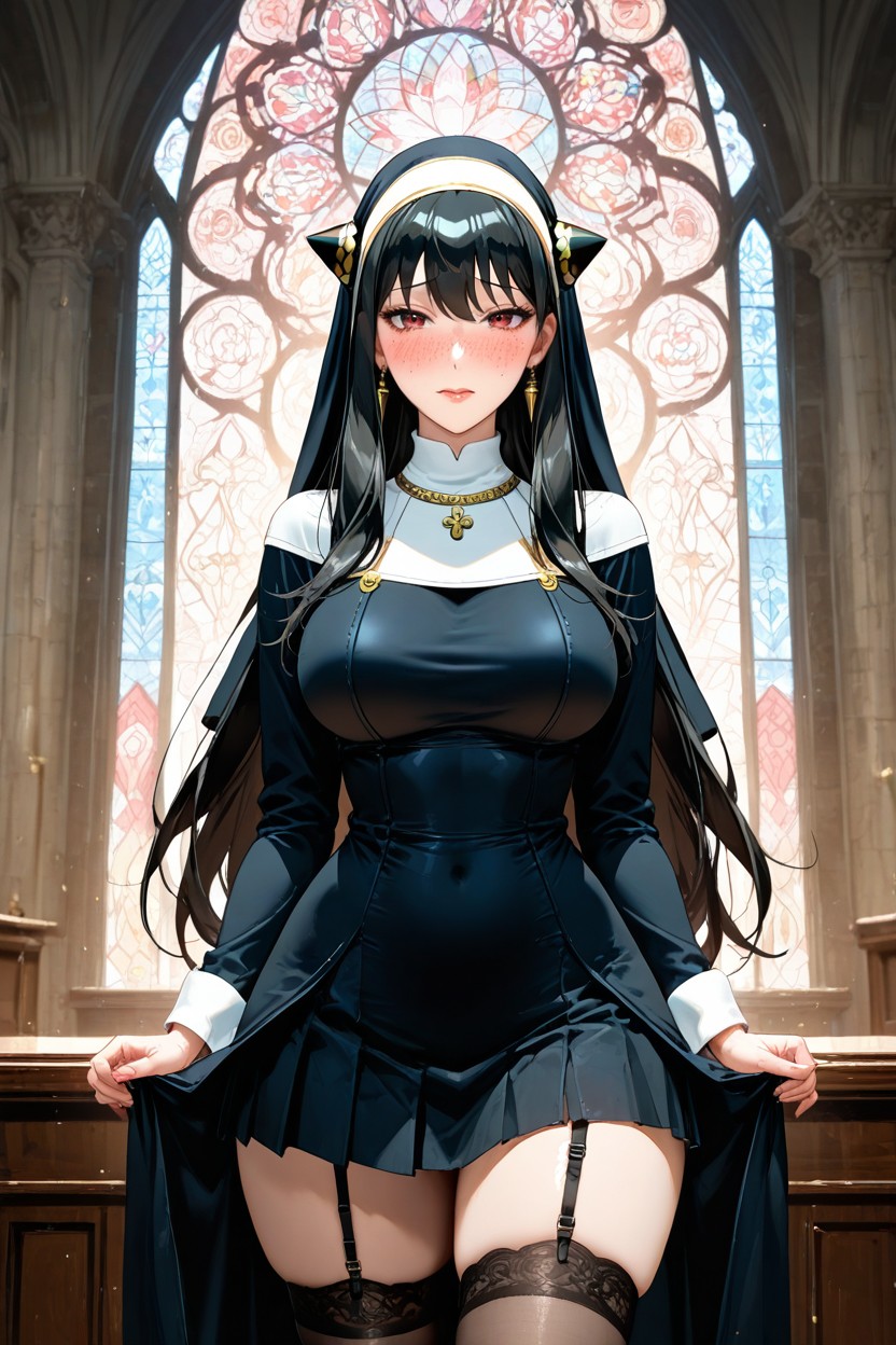Garter Belts, Light Fair Skin, Beautiful Hentai AI Porn