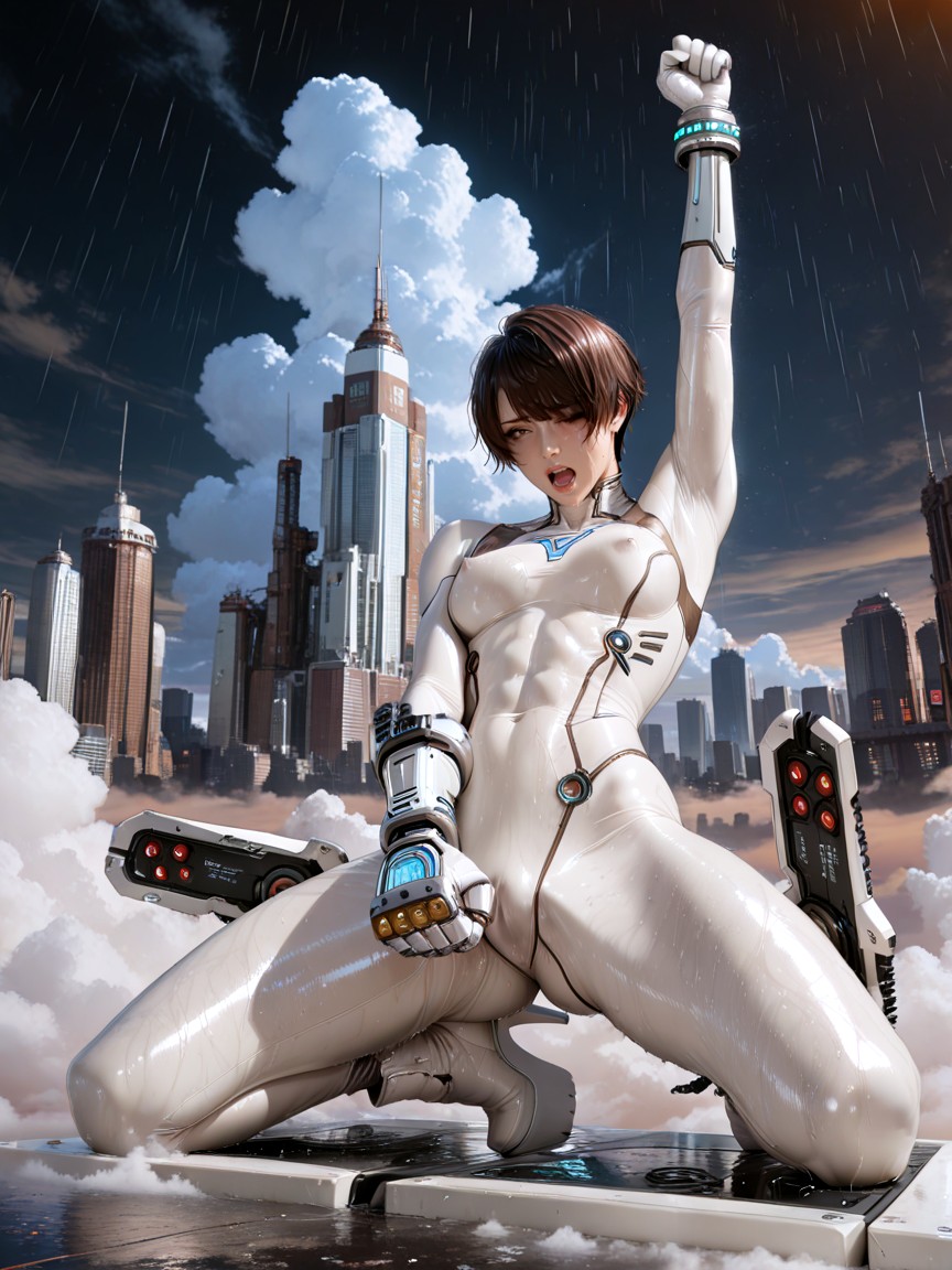 Fully Clothed, Soft Facial Proportions, Bottom Up View Hentai AI Porn