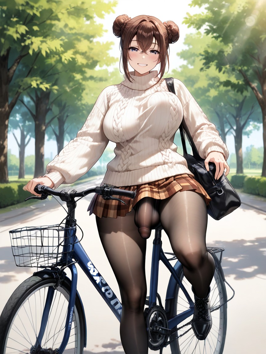 Showing Cock Bulge In Pleated Miniskirt, Get On The Saddle, Detailed Hentai AI Porn