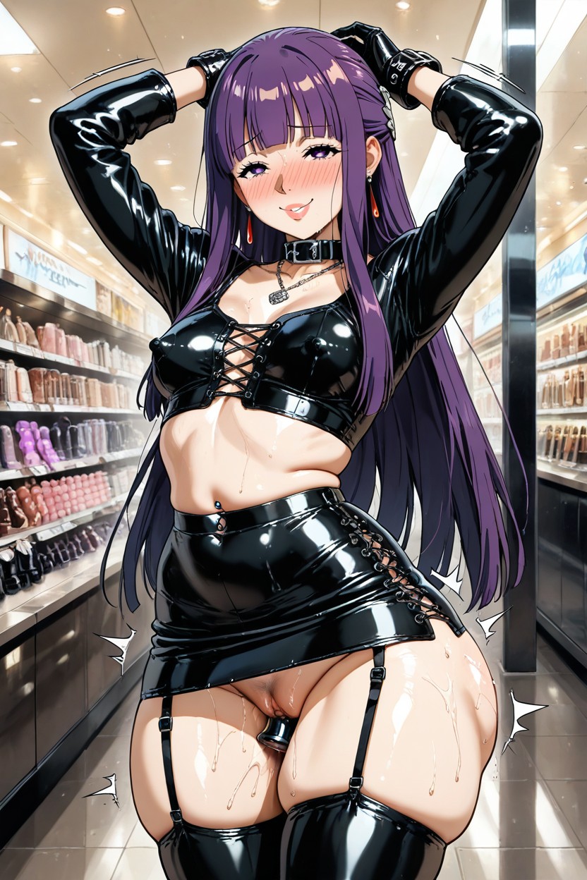 Goth Makeup, Leather Collar, Blush Hentai AI Porn