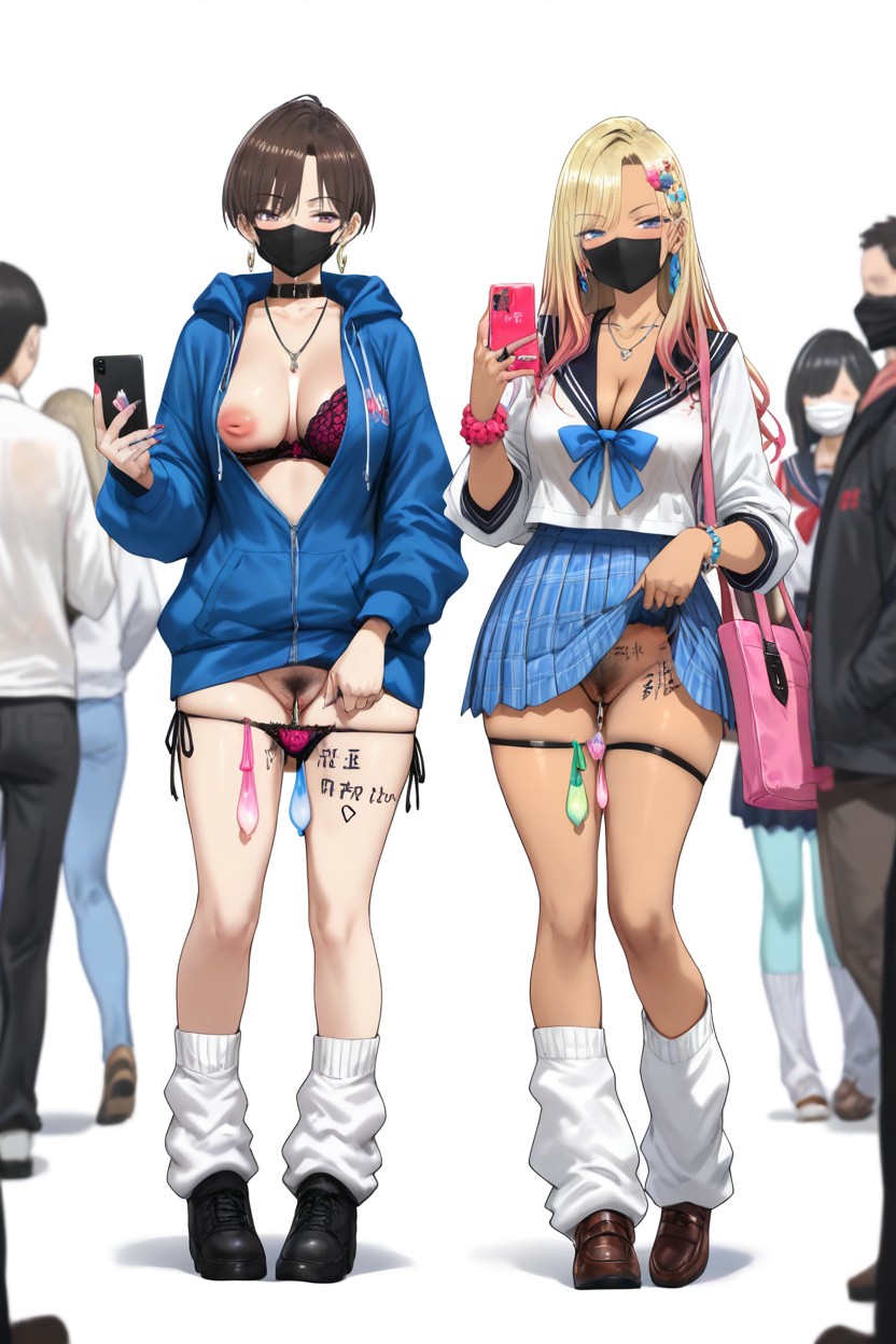 Plaid Skirt, Loose Socks, Pechos Pequeños Hentai IA