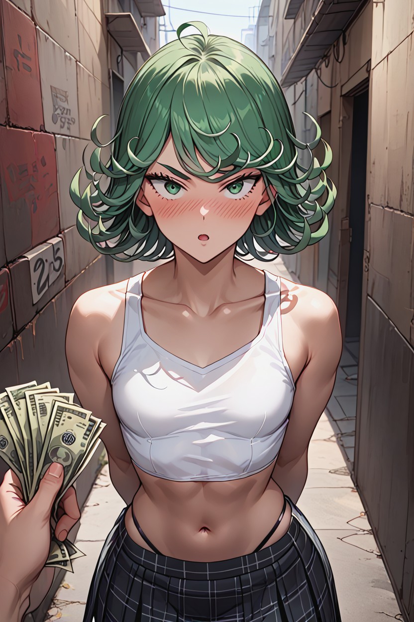 Concrete Wall, Standing, Thick Thighs Hentai AI Porn