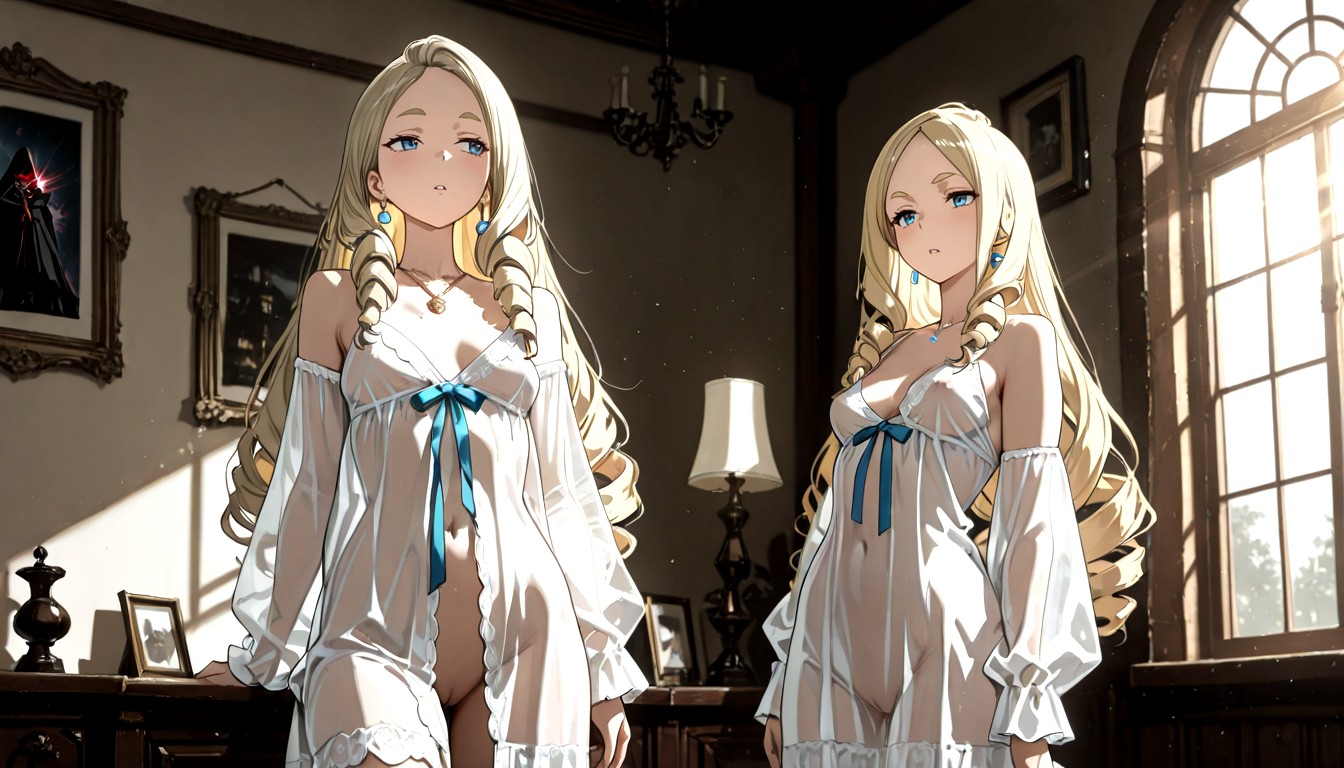 Wearing Only A Loose White Sheer See-through Nightgowns, Hard Light, 18+ Hentai AI Porn