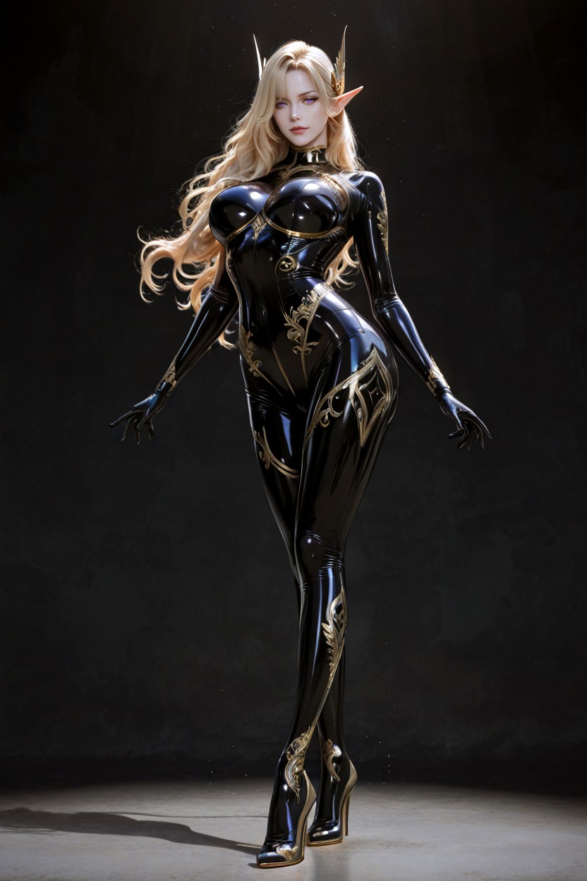 Rounded Breasts, Blond Hair, Balanced Silhouette Hentai IA
