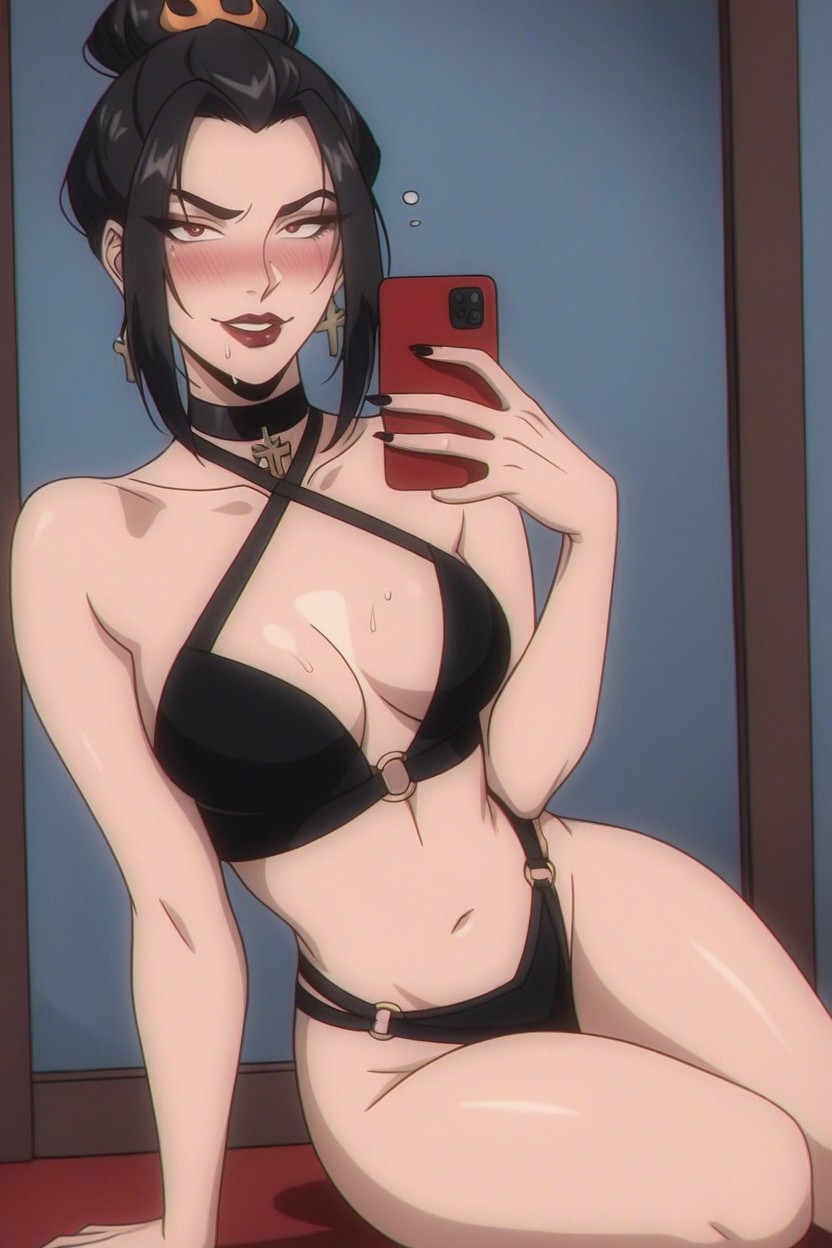 Mirror Selfie With Her Iphone, Slutty Makeup, Horny Hentai AI Porn