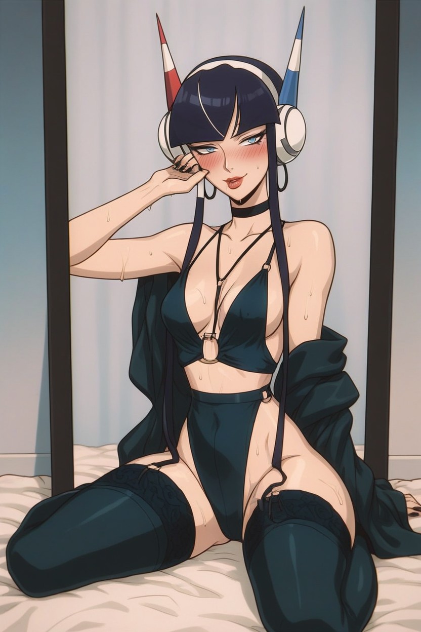 Sexy Elesa From Pokemon, Small Breasts, Sitting On Ground In Sexy Pose Hentai AI Porn
