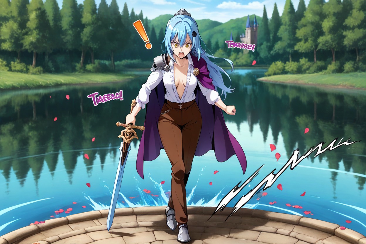 Female Hold Sword, En Forme, Brown Pants Female Radiating A Divine Pupple Aura Porno IA Hentai