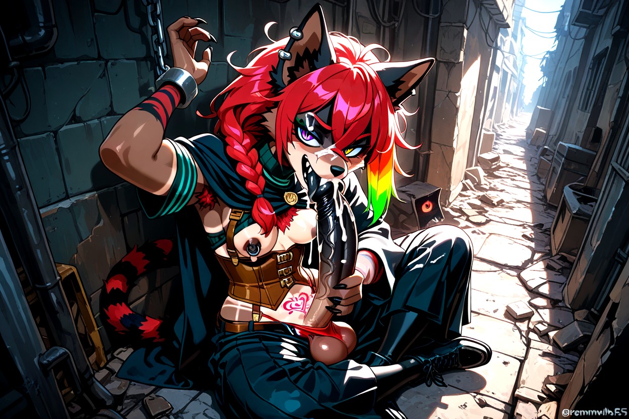 Long Braids, Futanari, Body Harness Hentai IA