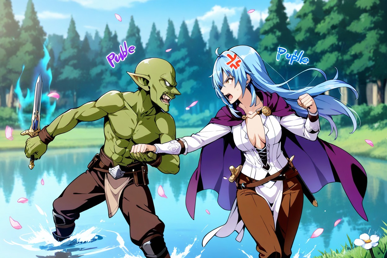 Female Hold Sword, Fully Clothed, Tow Character Porno IA Hentai