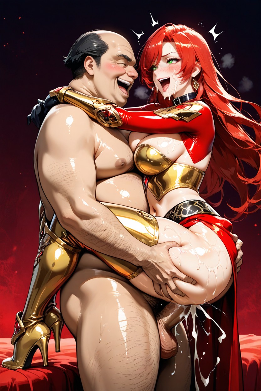 Thick Thighs, Long Metallic Gold Gloves, Porcelain Skin With Subtle Freckles Porno IA Hentai
