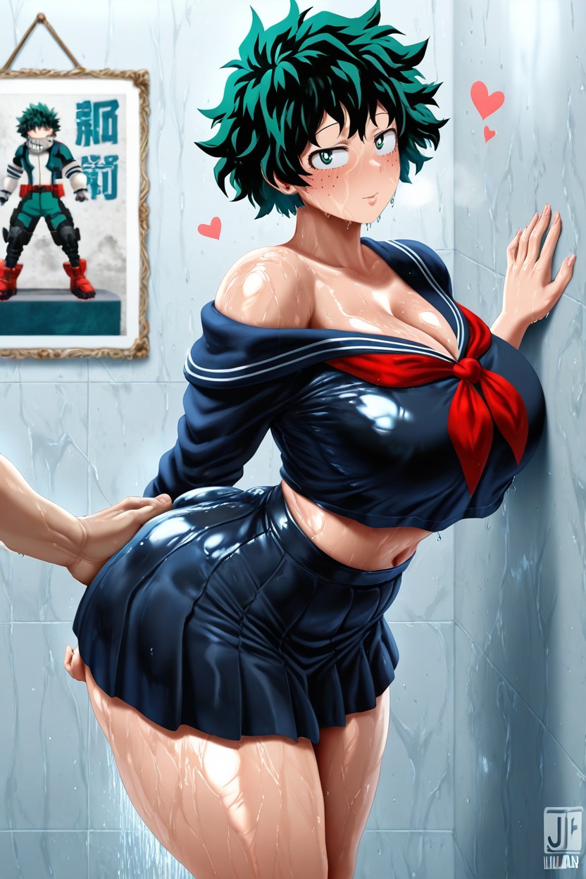 With Hand On Wall, Oiled Body, Rounded Ass Hentai AI Porn