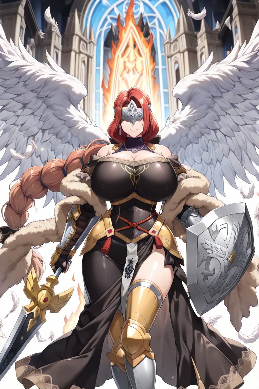 Standing In A Proud Defiant Pose, Metal Armor Leg Armor, Long Armor Gauntlets Hentai AI Porn