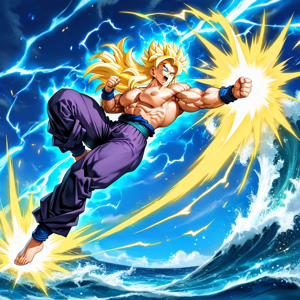 Kungfu Kick, Super Saiyan Gohan From Dragonball Z, Perfect Image Hentai AI Porn