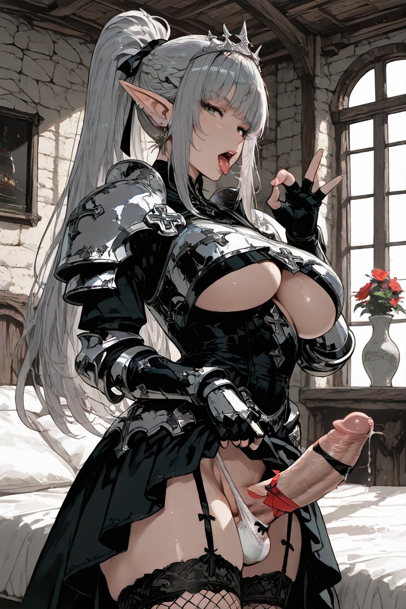 Exposed Own Panties, Ribbons On Hair, Vase Hentai AI Porn