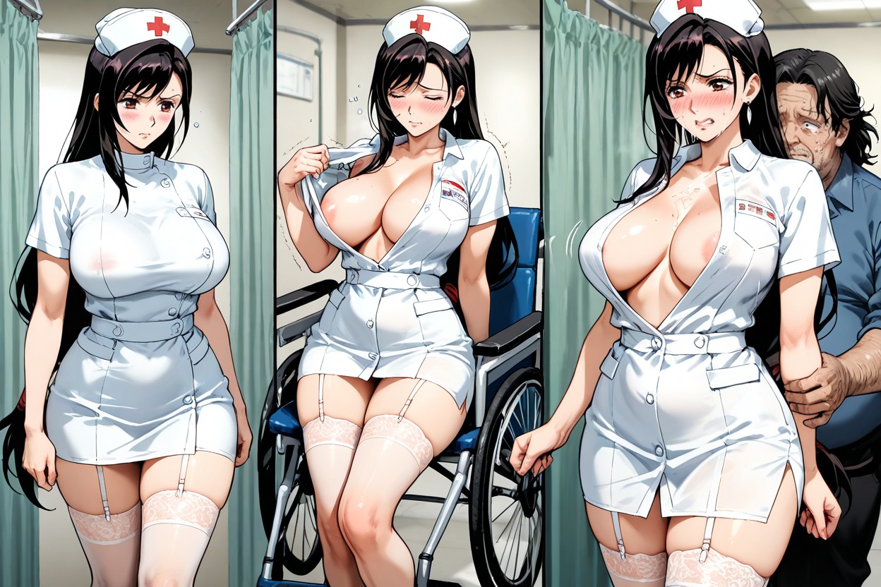 Long Black Hair, Poitrine Moyenne, Visage Fatigué Porno IA Hentai