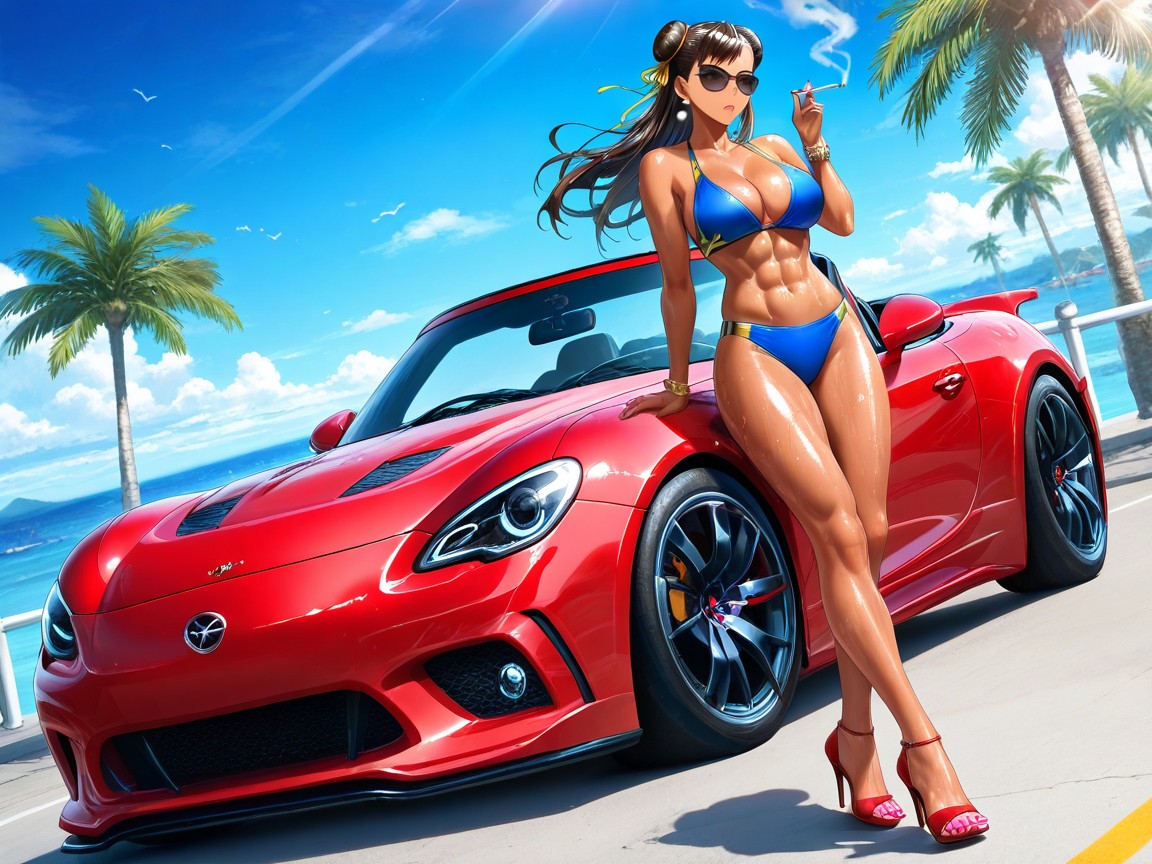 Perfect Fit Body, Sunny, Wearing A Blue Bikini Hentai AI Porn