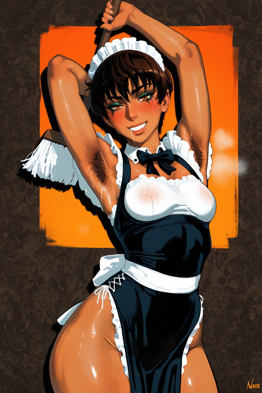 Thick Clean Lineart With Color-coordinated Outlines, A Close-up, Brown Dark Armpits Porno IA Hentai