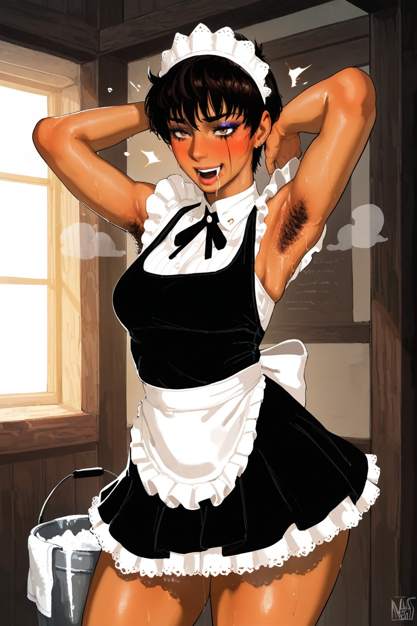 Brown Dark Armpits, Black Dark Skin, Voluptuous Thick Body With Wide Hips And Thick Thighs Porno IA Hentai