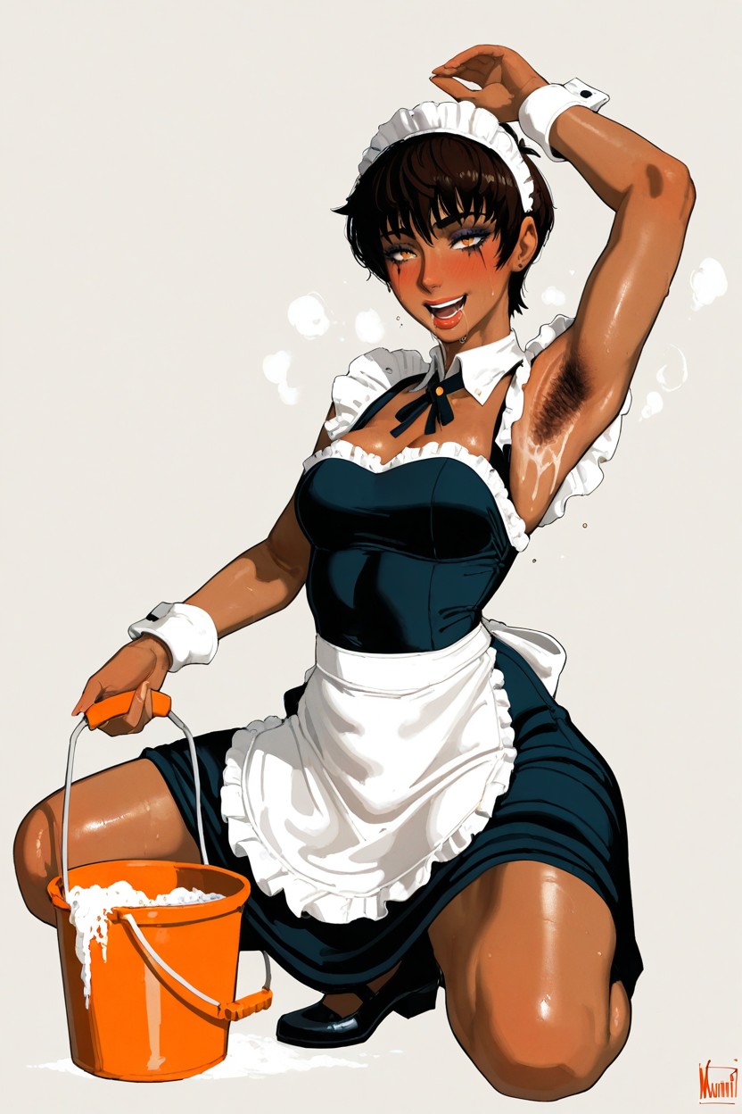 Drooling, All Body Hairy, Brown Dark Armpits Porno IA Hentai