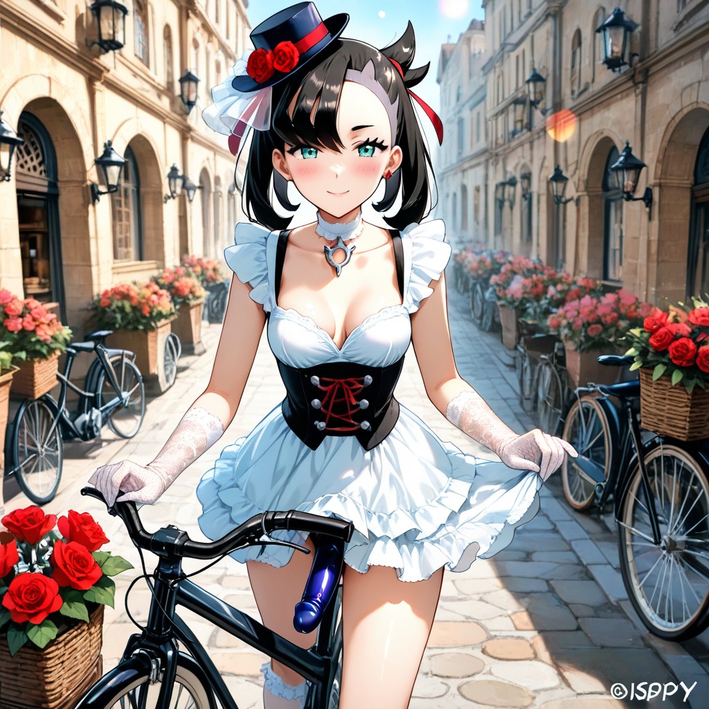 Cobblestone Road, Black Frilly Victorian Skirt, Sunny Day Hentai AI Porn