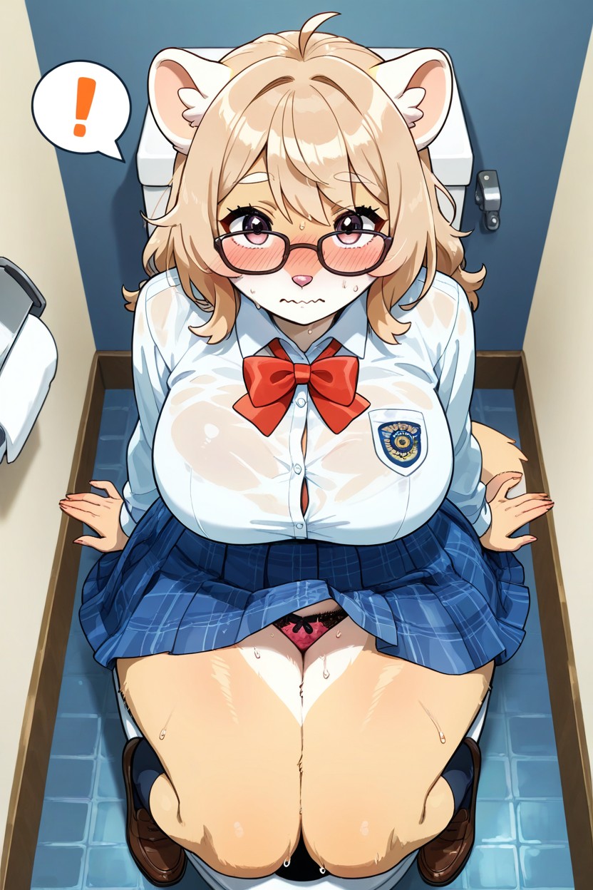 Looking Up, Wavy Mouth, Pink Crotch Panties Hentai AI Porn
