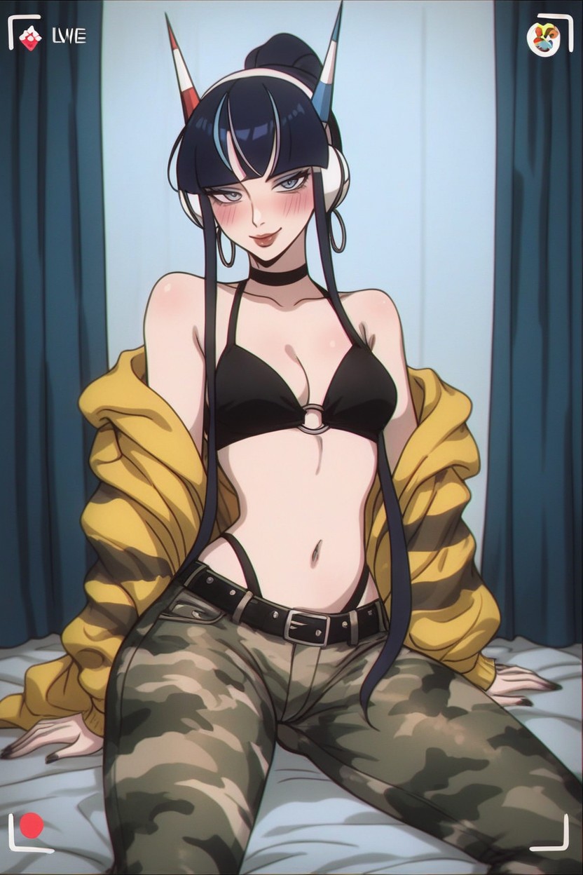 Gold Earrings, Shock Lines, Slutty Flirtatious Pose AI黃漫