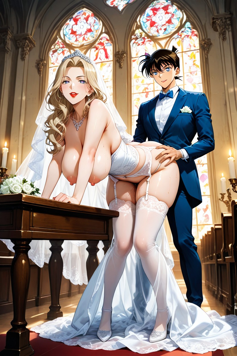 Deep Penetration From Behind, Hands Gripping Her Ass, Grand Church Interior Porno IA Hentai