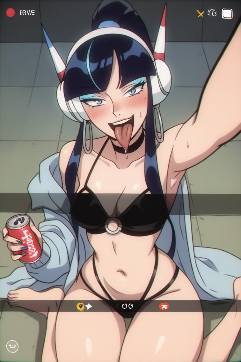 Horny, Horny Cross-eyed Face, Big Thick Round Tongue Hentai AI Porn
