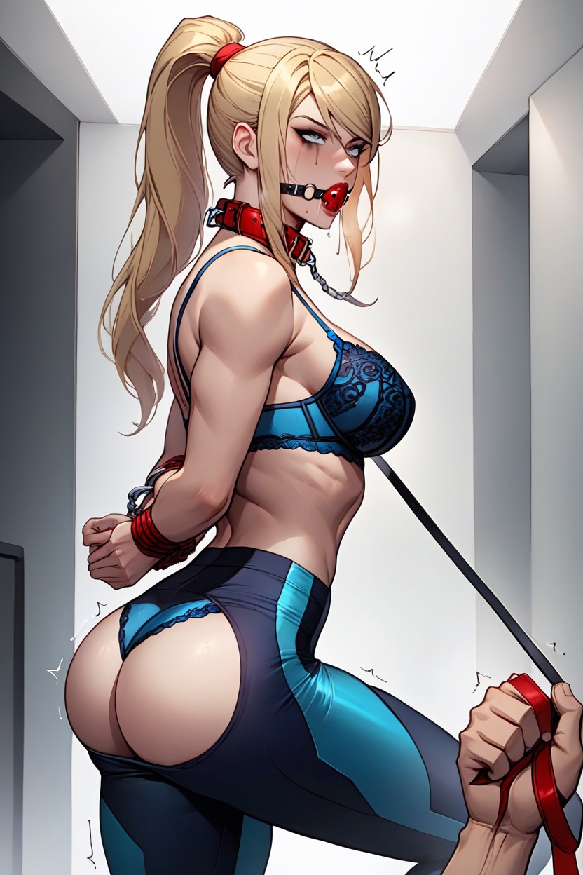 Man Is Taller Than Woman', Man Pulling Leash, Full Face Hentai AI Porn