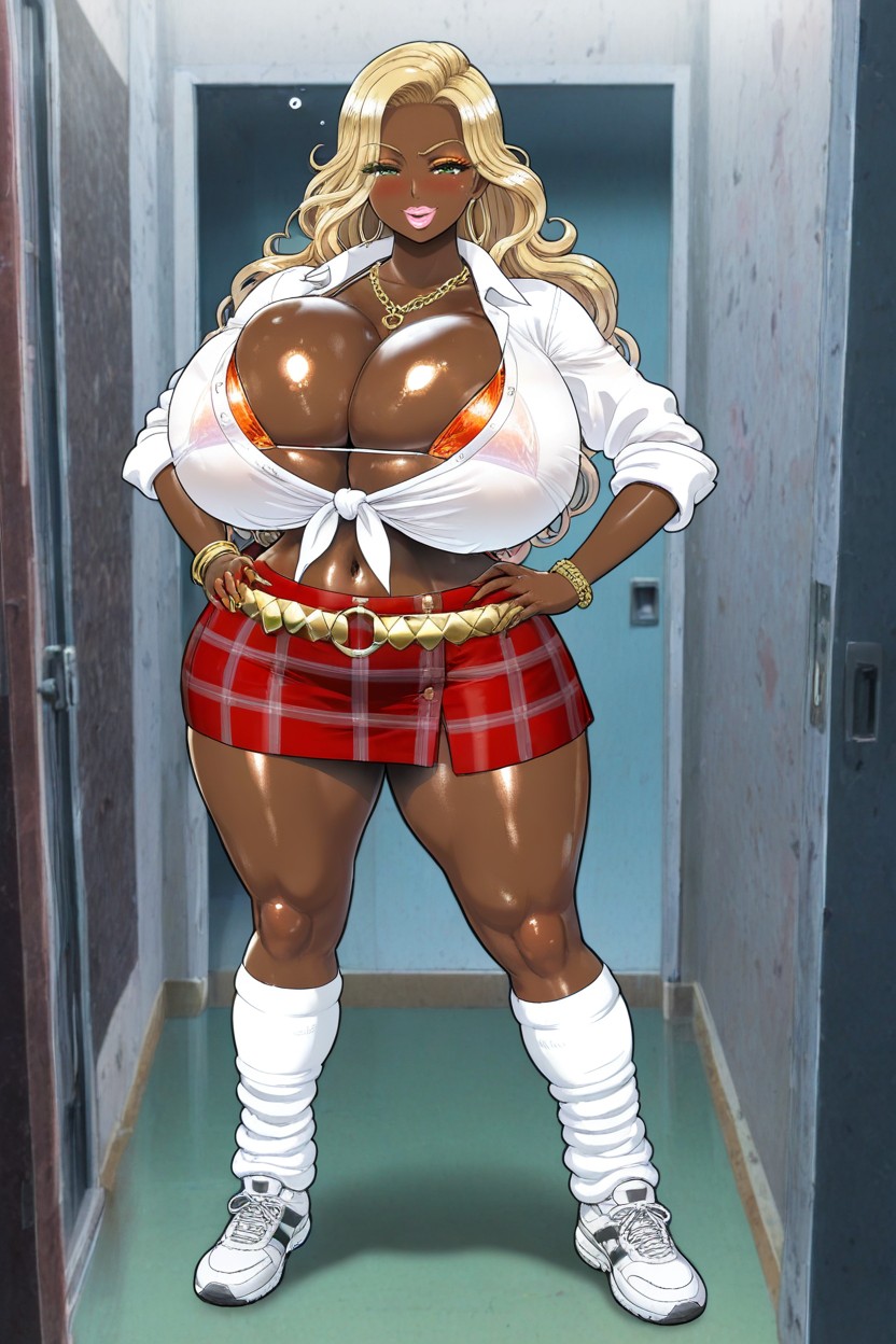 Shiny Gold Belt, Long Hair, Standing Hentai AI Porn