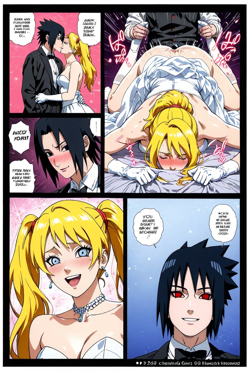 Mating Press, Blondehaired Woman Naked, Blackhaired Sasuke Wearing Tuxedo Costume Porno IA Hentai