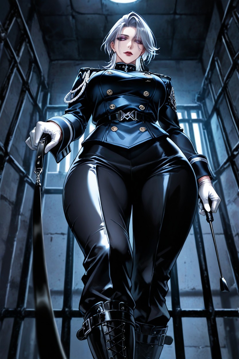 Military Breeches, Bunda Média, Two Piece Buckle Boots Hentai IA pornografia
