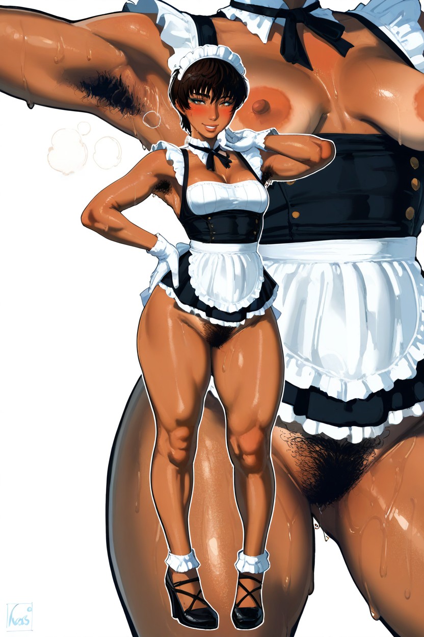Full Body, Brown Dark Armpits, In Shape Hentai AI Porn