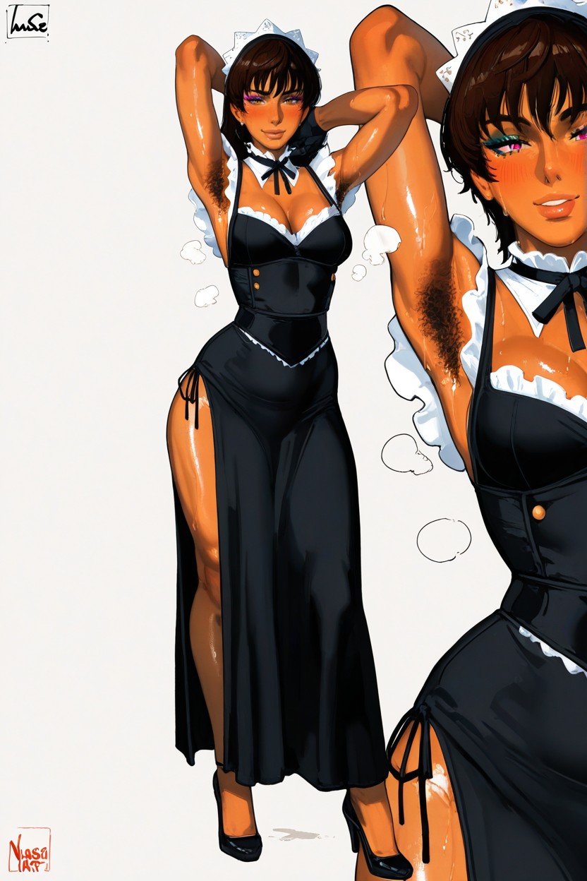 High Contrast Between Light And Shadow Areas, Happy, Brown Dark Armpits Hentai AI Porn