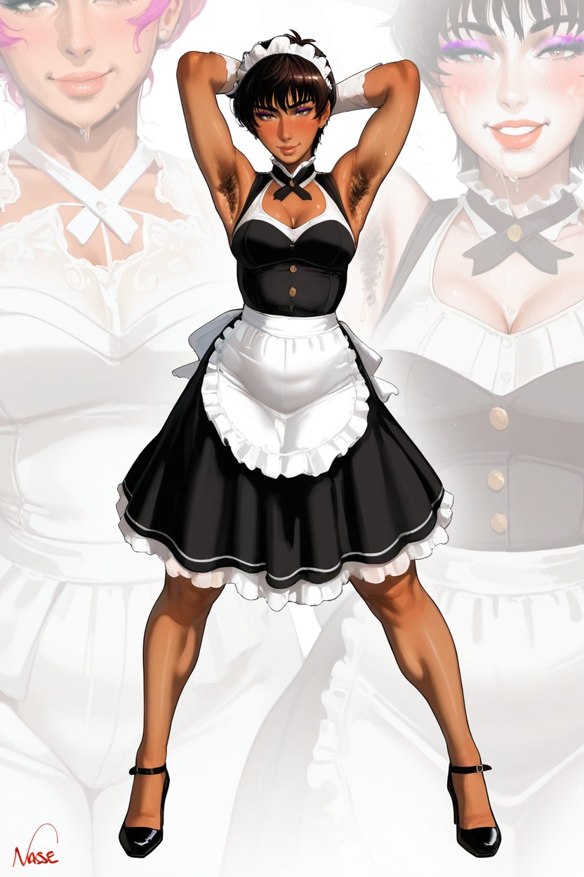 Simple Cel-shading Using - Tonal Values Per Surface, Maid Costume, Incase Art Hentai AI Porn