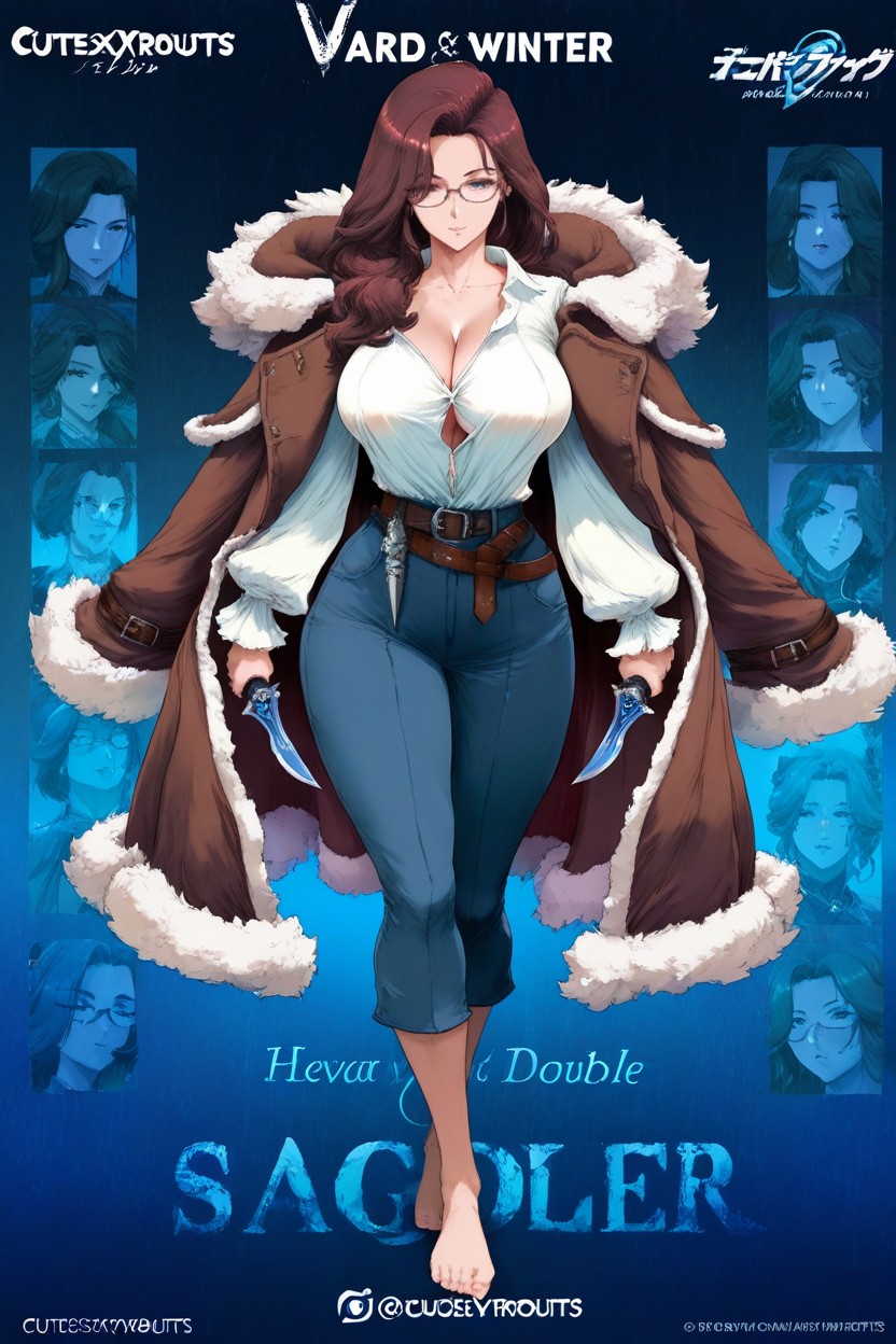 Leather Straps And Buckles Across Chest, Heavy Breasts, Voluminous Top Hentai AI Porn